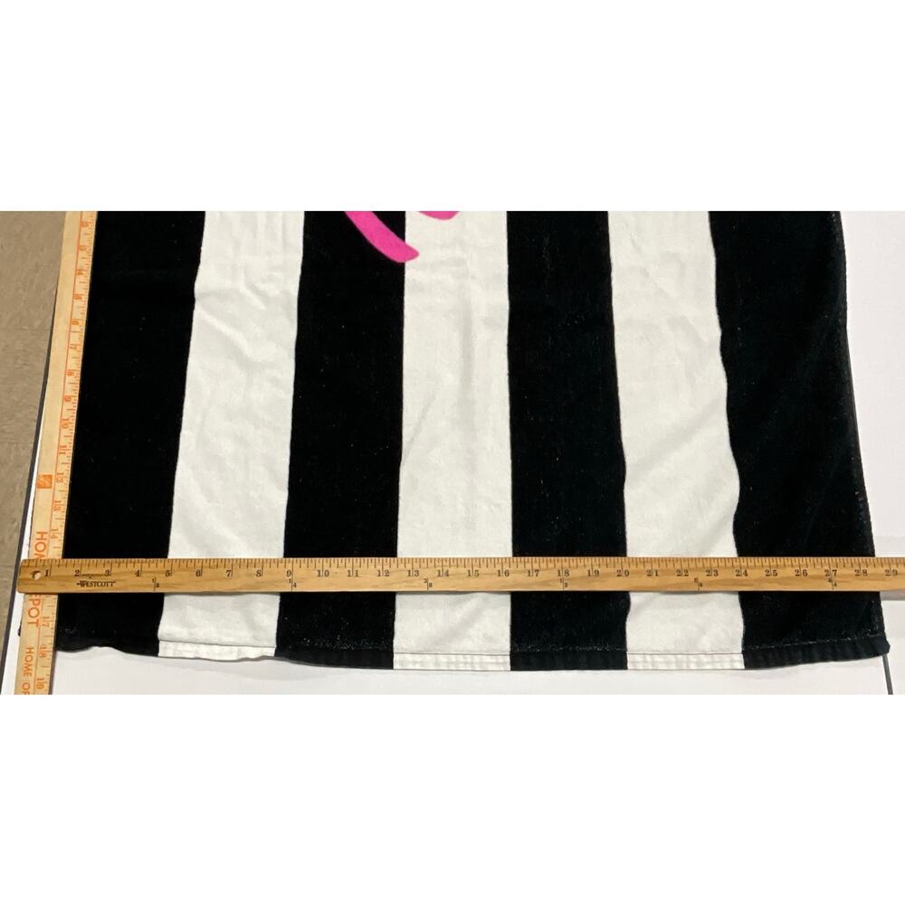 BARBIE Cotton Bath/Pool/Beach Towel 2023 Mattel Black White Strip Pink Barbie - Picture 7 of 8